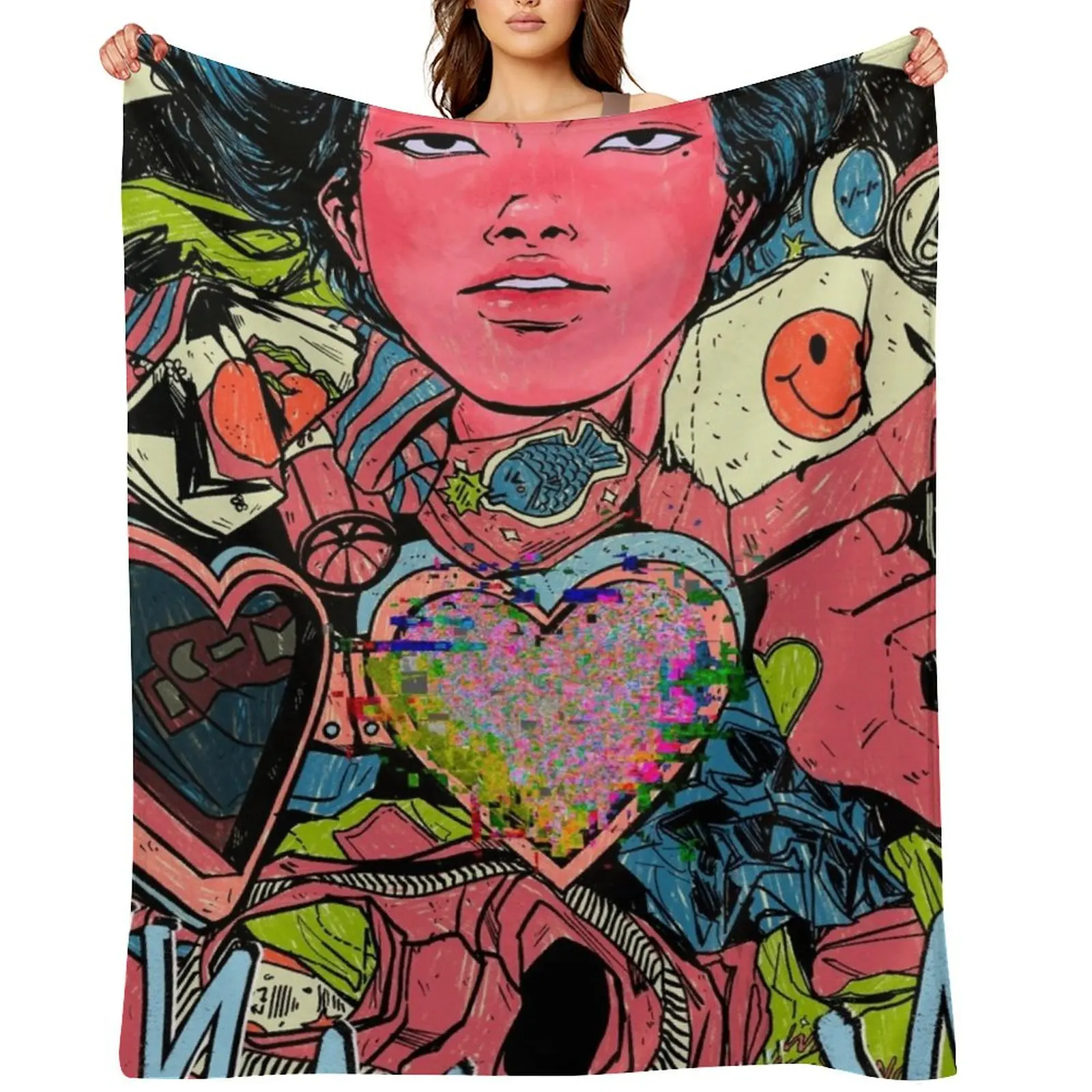 

washing machine heart - mitski Throw Blanket Beautifuls Picnic Nap Bed Blankets