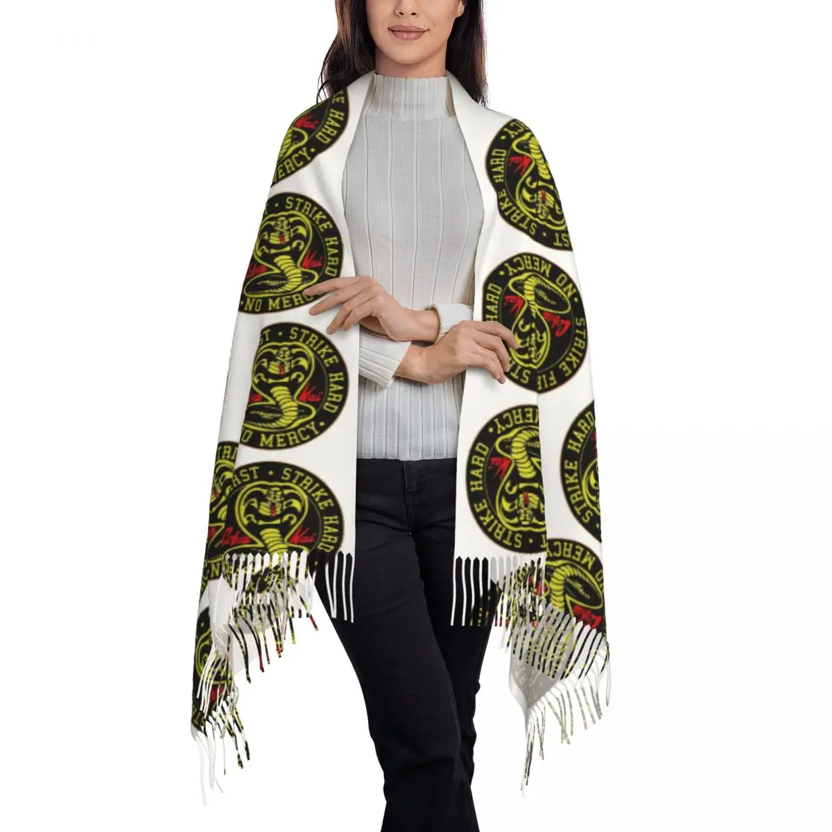 Cobra Kai Karate 4 Scarf Tassel Scarves for Women Soft Warm Shawls and Wraps Large Fall Winter Shawl Wrap