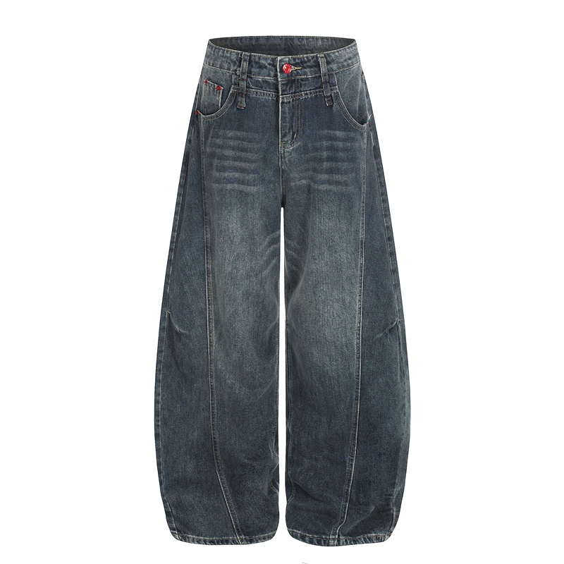 

Джинсы Gxfortune в американском ретро-стиле, широкие, свободного кроя, с эффектом драпировки, для мужчин и женщин, повседневные, весна-осень