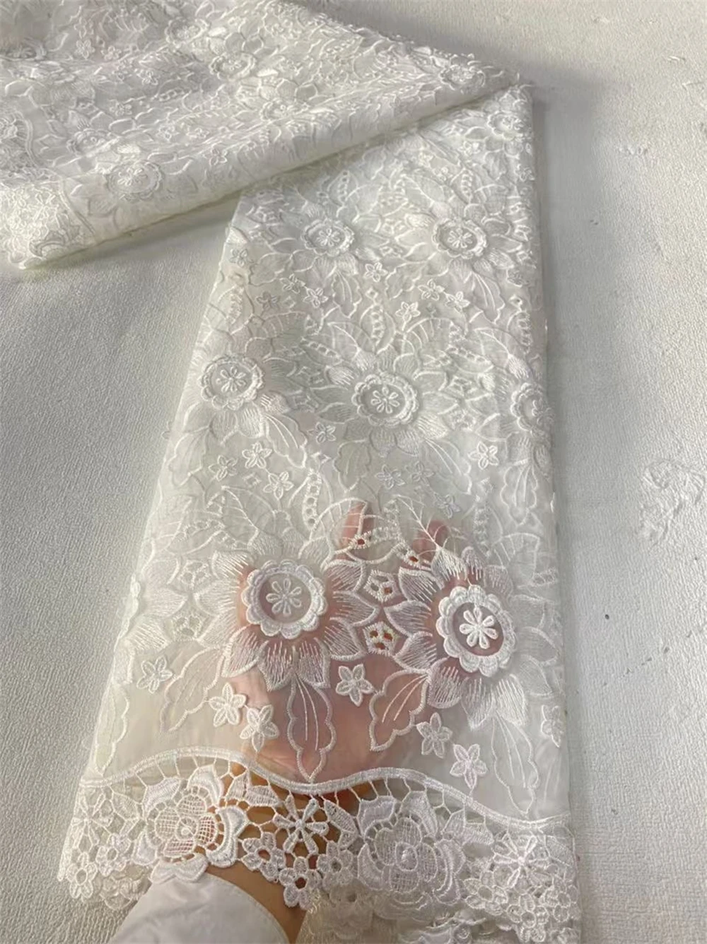 

Нигерийская кружевная ткань с вышивкой, африканская, новейшая, льняная, свадебное платье, тюль, хлопчатобумажная ткань по метрам, высокое качество, 2025,5 ярдов