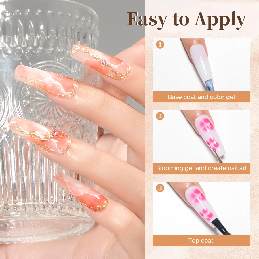 R​S NAIL 10ml Clear Blooming Gel Nail Polish UV LED Blossom Soak Off Gel Glue For Spreading Effect Marble Nail Polishes Design