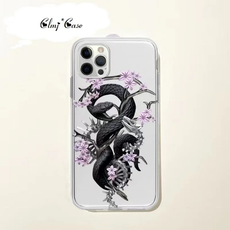 Clmj Cool Snake Phone Case For Samsung Galaxy A13 A14 A52 A54 A53 A32 A23 S23 Plus S22 Ultra S21 FE Silicone Protective Cover