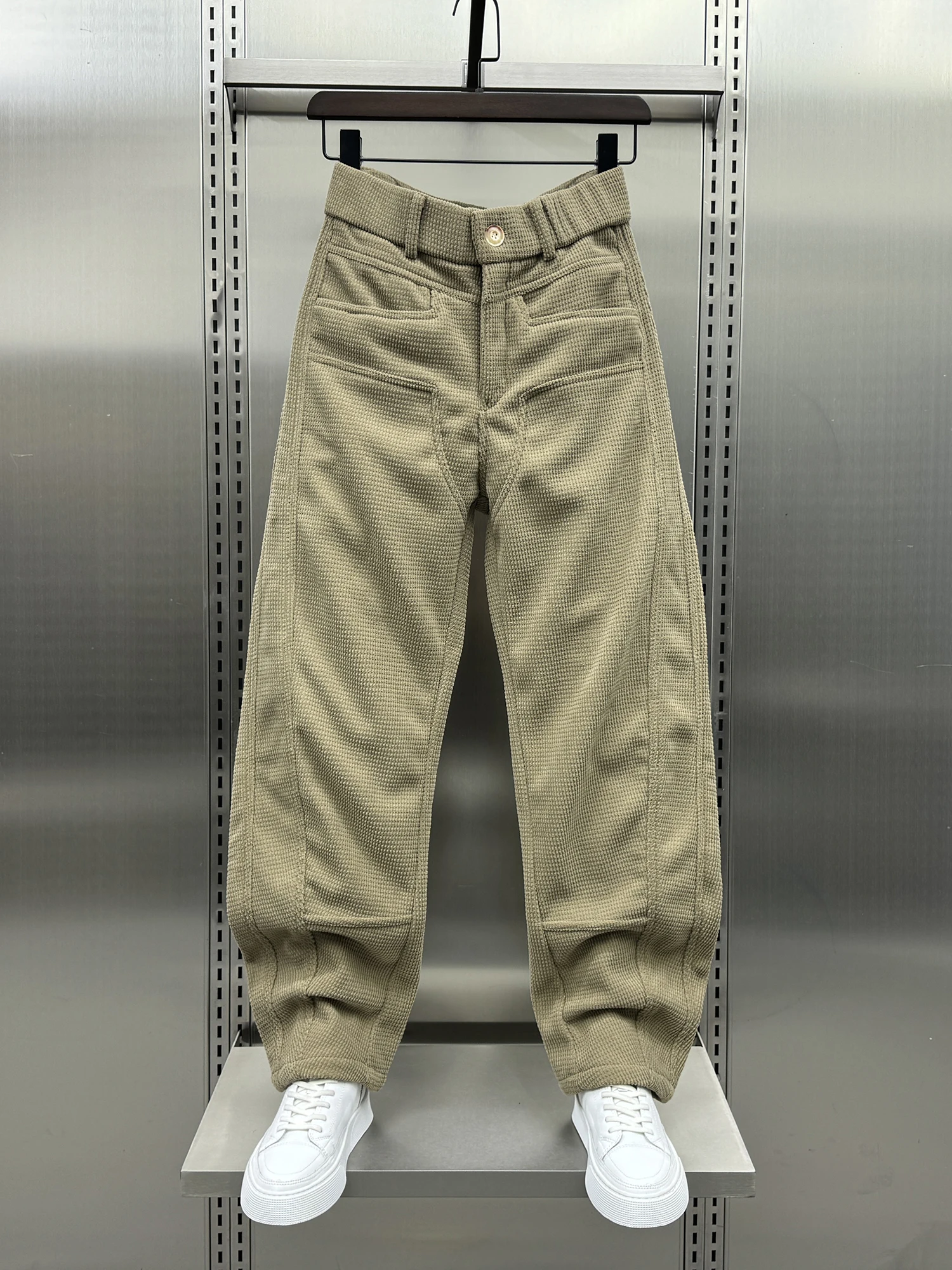 

Модные мужские зимние вельветовые брюки в корейском стиле, свободные спортивные штаны на флисовой подкладке, рабочие брюки в полоску Haome