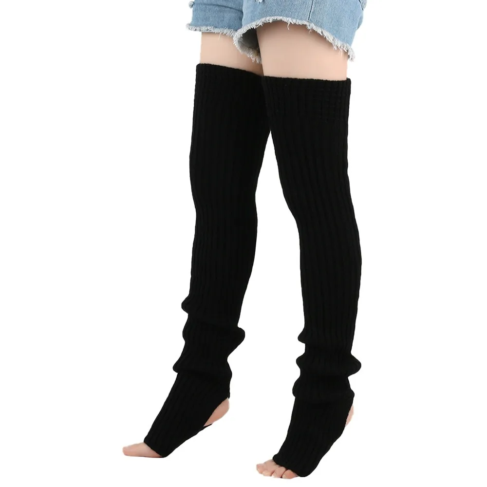 

Female Legwear 80cm Leg Warmers Knitted Solid Color Warm Foot Cover Winter Warmth Wool Material Loose Socks Gym Fitness