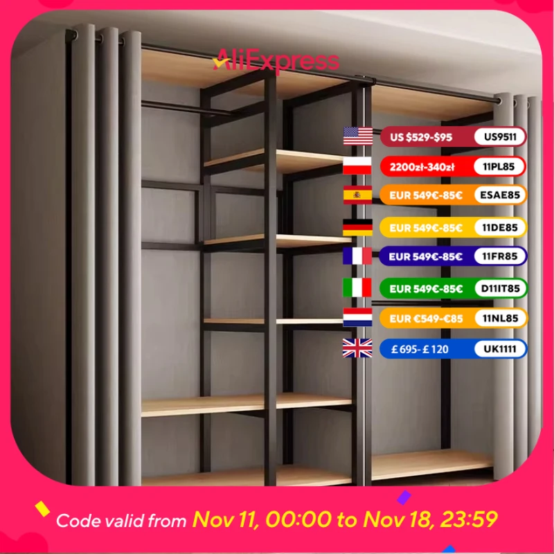 

Modular Adults Fabric Wardrobes Hanging Clothes House Storage Bedroom Closet Organizer Display Roupeiros De Quarto Furniture