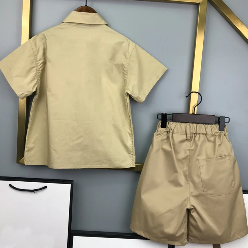 2023 new children's clothes boys short sleeve shirt suit 2023 summer clothes new thin shirt shorts two-piece set