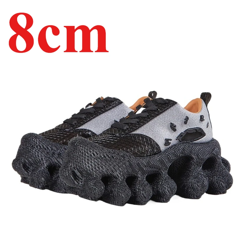 Original Design 3D Printed Shock-absorbing Casual Shoes for Men's and Women's Height Increase 8cm European Couples's Daddy Shoes