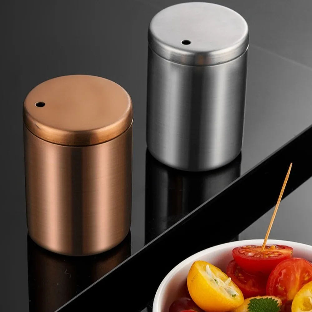Stainless Steel Toothpick Dispenser Round Durable Toothpick Box Metal Large Capacity Tooth Picks Holder for Teeth Appetizer