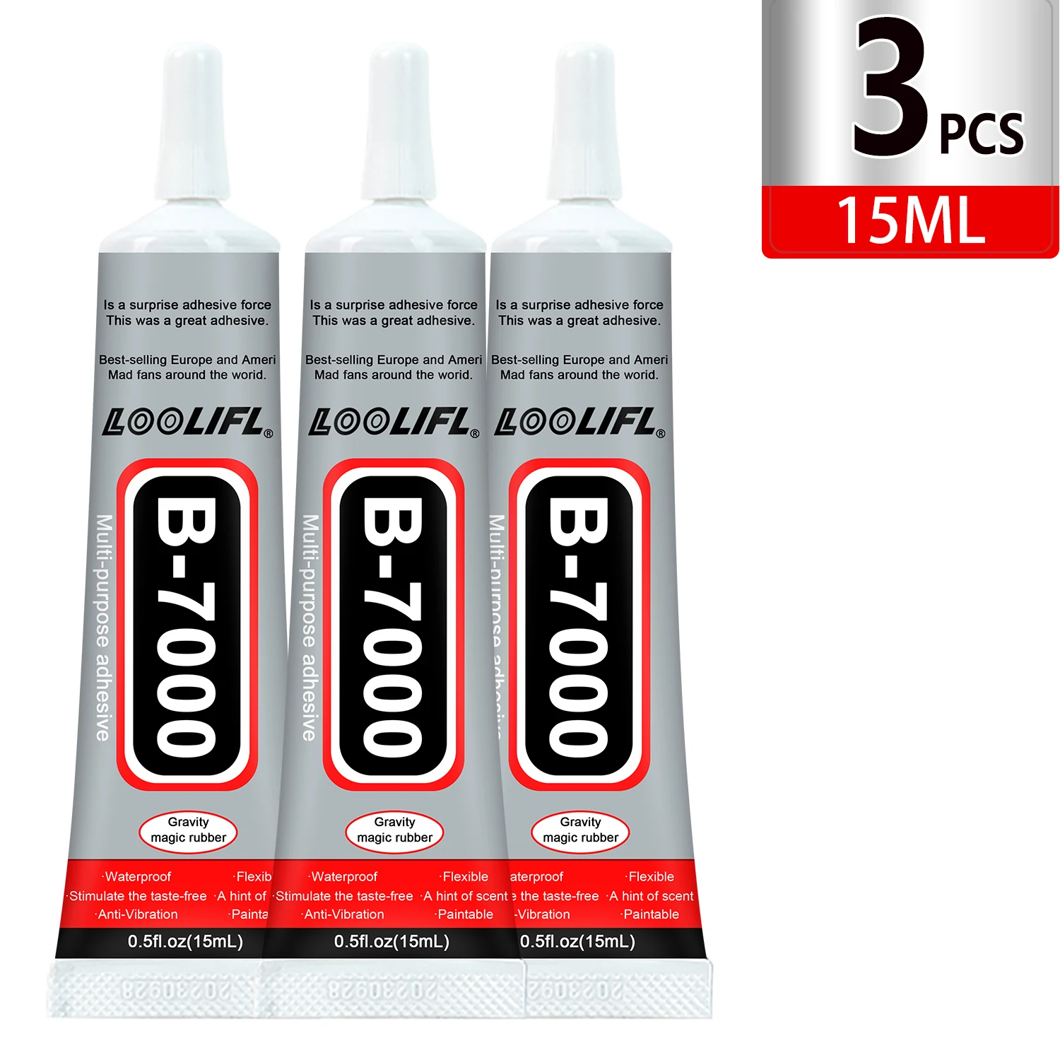 Loolifl B-7000 15/25/50/110ml Transparenter Handybildschirm-Reparaturkleber Universeller Glas- und Kunststoffkleber für DIY mit Präzisionsapplikator