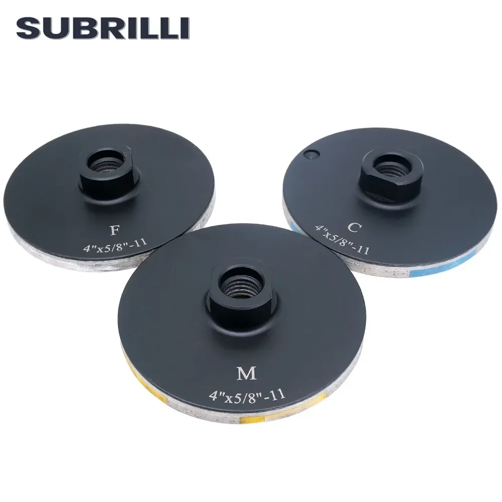 SUBRILLI 4“ Resin Filled Diamond Cup Grinding Wheel M14 5/8-11 For Angle Grinder Ceramic Quartz Artificial Stone Concrete