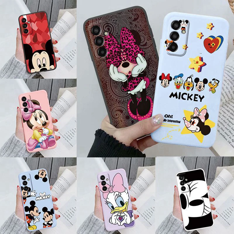 For Samsung Galaxy M13 4G Cute Mickey Minnie Phone Case Cartoon Silicone Fundas For Samsung M 13 GalaxyM13 Back Cover Shell Bag