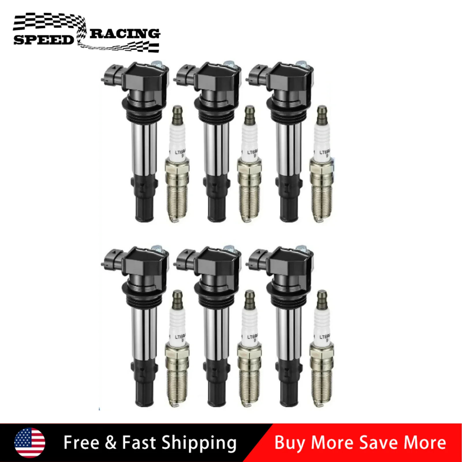 

C1508 CUF375 5C1551 5C1612 6pcs Ignition Coils and 6pcs Spark Plugs For 2005-2008 Buick Allure LaCrosse 3.6L V6