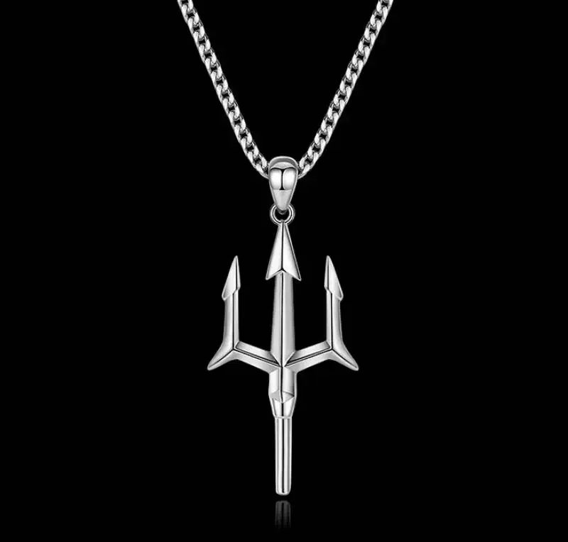 Retro Poseidon Trident Pendant Harpoon Necklace Suitable for Men's Personality Charm Punk Trend Casual Jewelry Gift