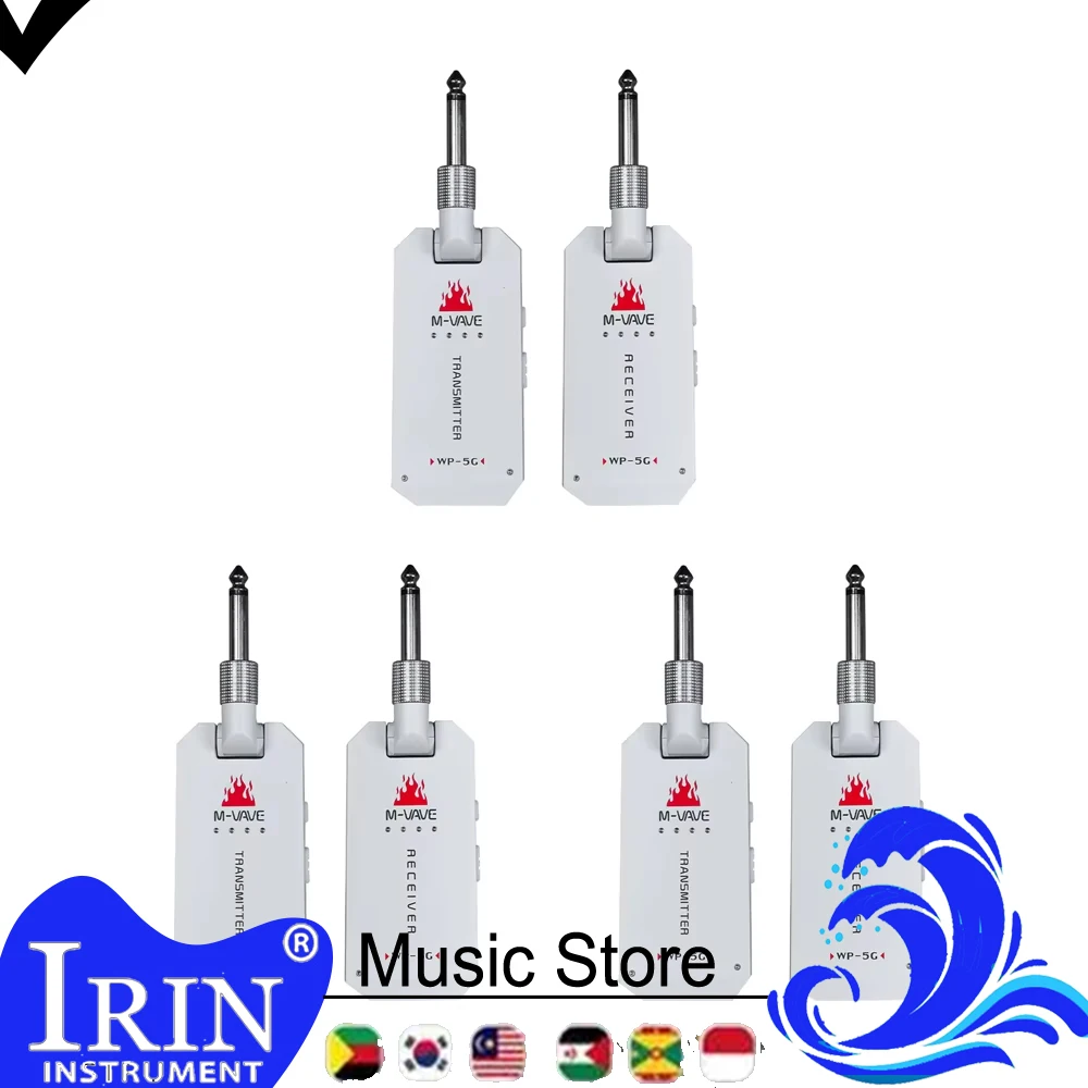 M-VAVE WP-5G 5.8G Wireless Guitar System Rechargeable Audio Transmitter Receiver Guitar Amplifier Type-C Cable Ideal for Guitar