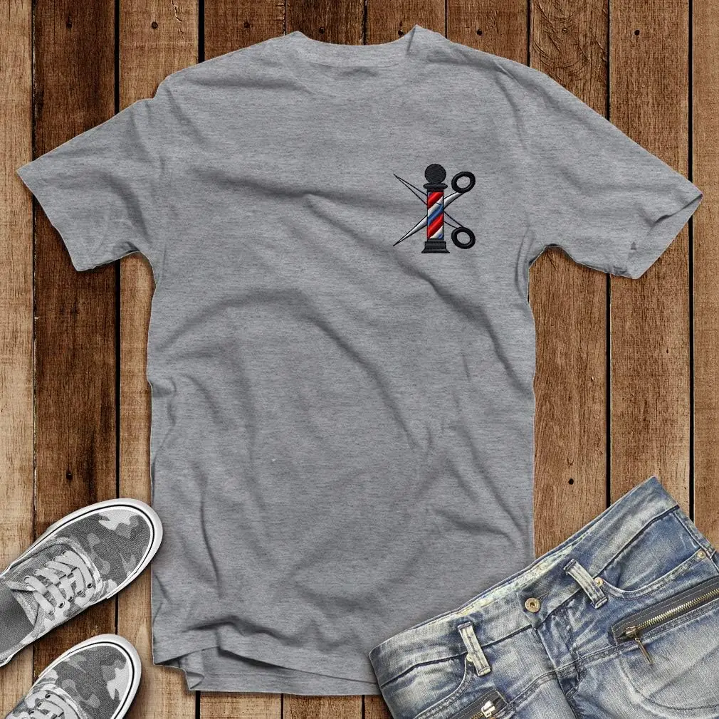 Funny Graphic T Shirts for Men Barber Pole Scissors Cotton Top