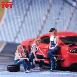 Painted Miniatures 1/64 1/87 1/43 Handsome Female Car Repairman Scene Figure Dolls Unpainted Model For Cars Decoration Toy