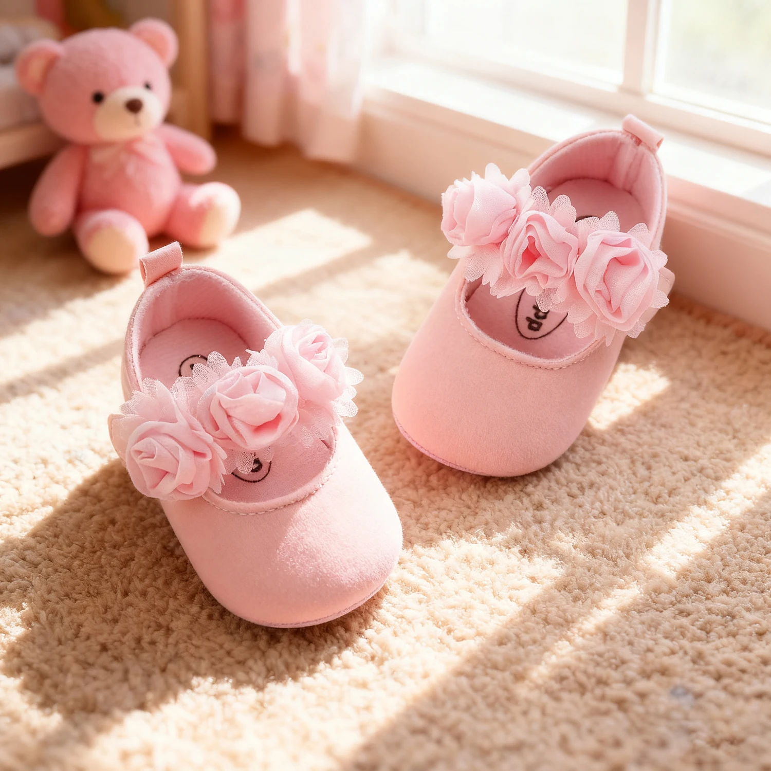 

Туфли Мэри Джейн на плоской подошве для маленьких девочек, свадебные туфли принцессы с цветами, мягкие прогулочные туфли для новорожденных для начинающих