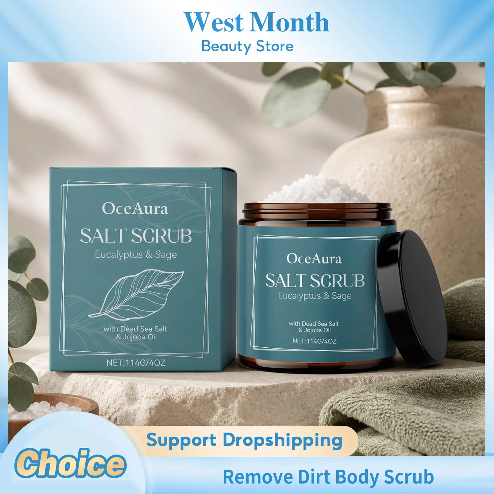 Salt Body Scrub Remove Dead Skin Deep Cleansing Exfoliating Remove Dirt Improve Roughness Relieve Fatigue Shrink Pores Skin Care