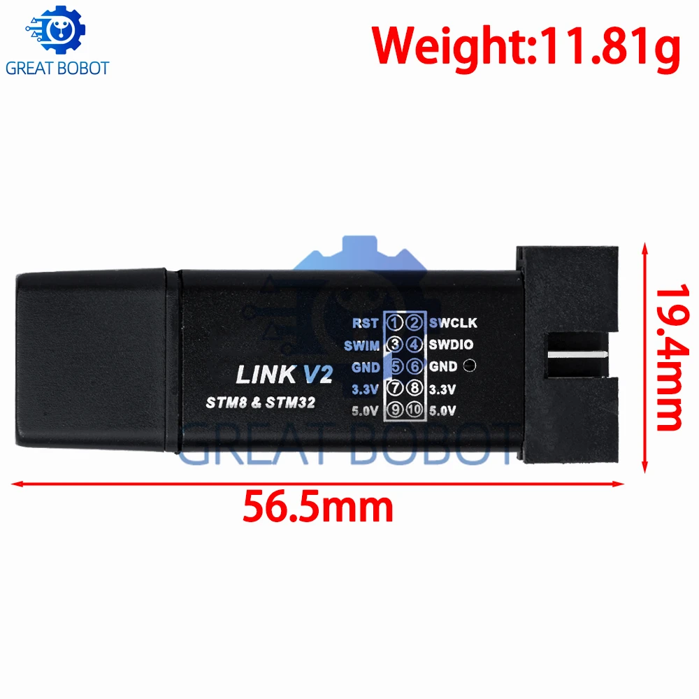 1PCS  1Set ST LINK Stlink ST-Link V2 Mini STM8 STM32 Simulator Download Programmer Programming With Cover DuPont Cable