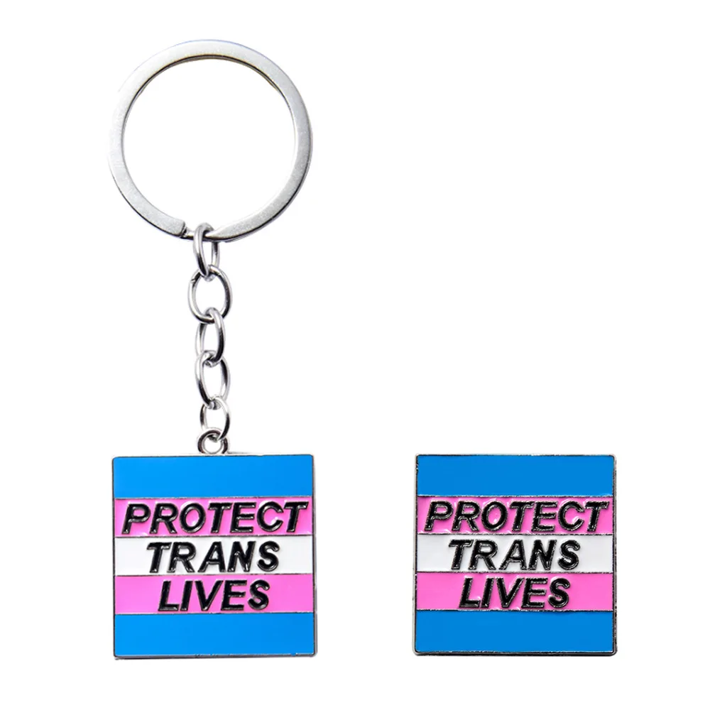 Protect Third Sex Others Colorful Keychain PROTECT TRANS LIVES Metal Badge Enamel Pin Bag Accessories