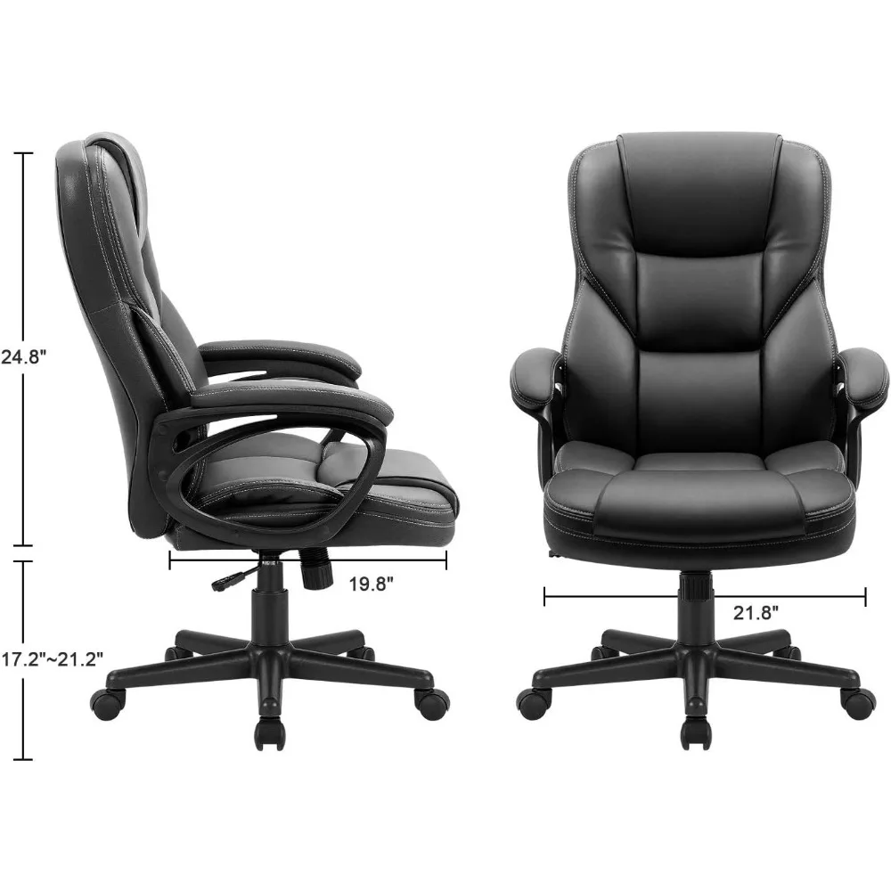 Office Executive Chair High Back Adjustable Managerial Home Desk Chair, Swivel Computer PU Leather Chair with Lumbar Supp