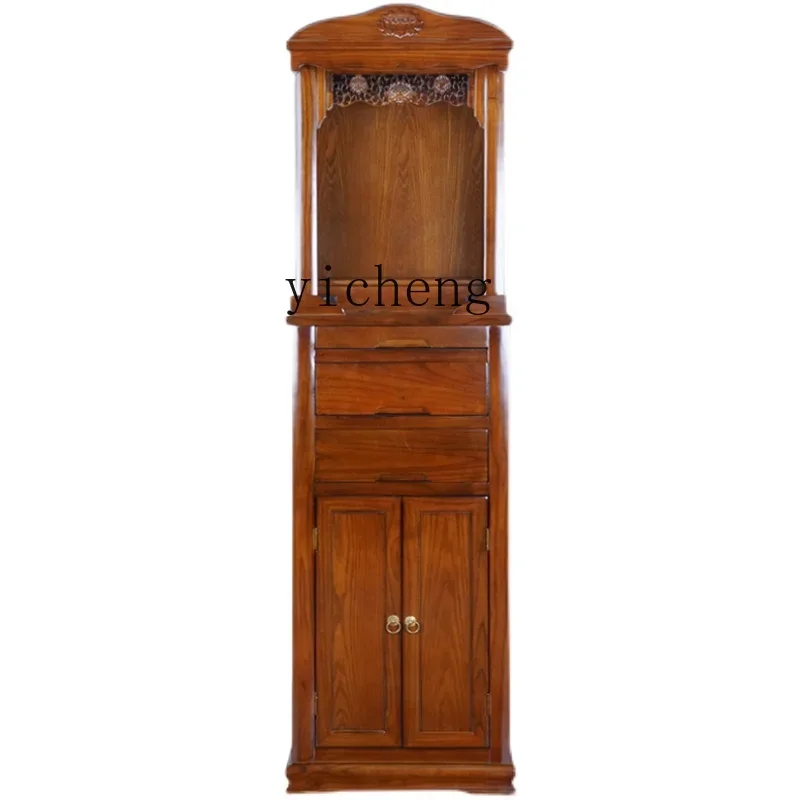 solid wood Buddhist niche for Taiwan household cabinet economical God of Wealth worship Shentai feng shui