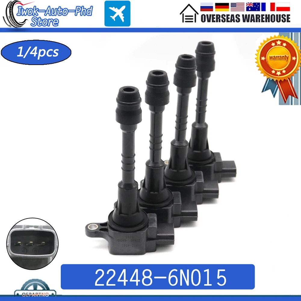 22448-6N015 High Quality Ignition Coil For Nissan Sentra 1.8L Almera N16 Primera P11 224486N011 2001-2006 AIC-4004G