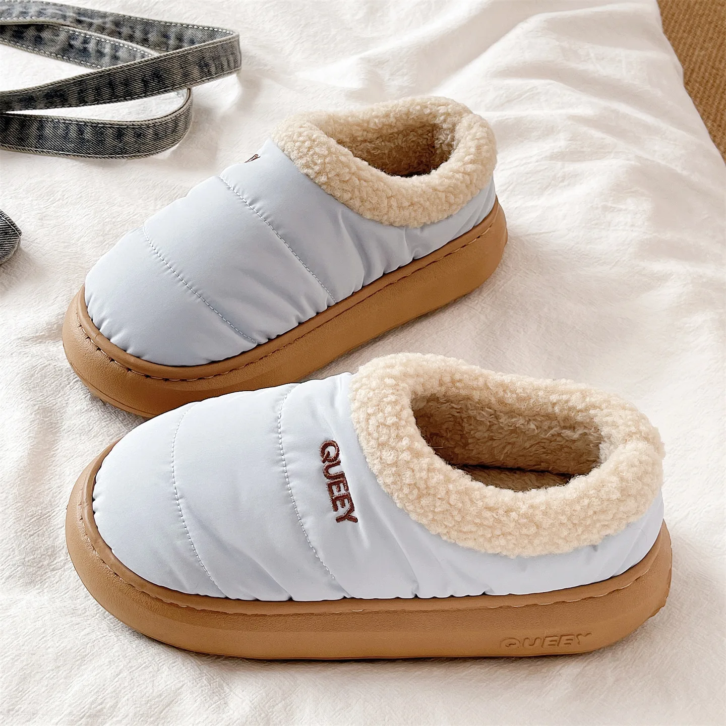 

Winter Couple Comfortable Waterproof Cotton Slippers Outdoor Padded Non-slip Cotton Shoes Indoor Package Heel Ladies Warm Shoes