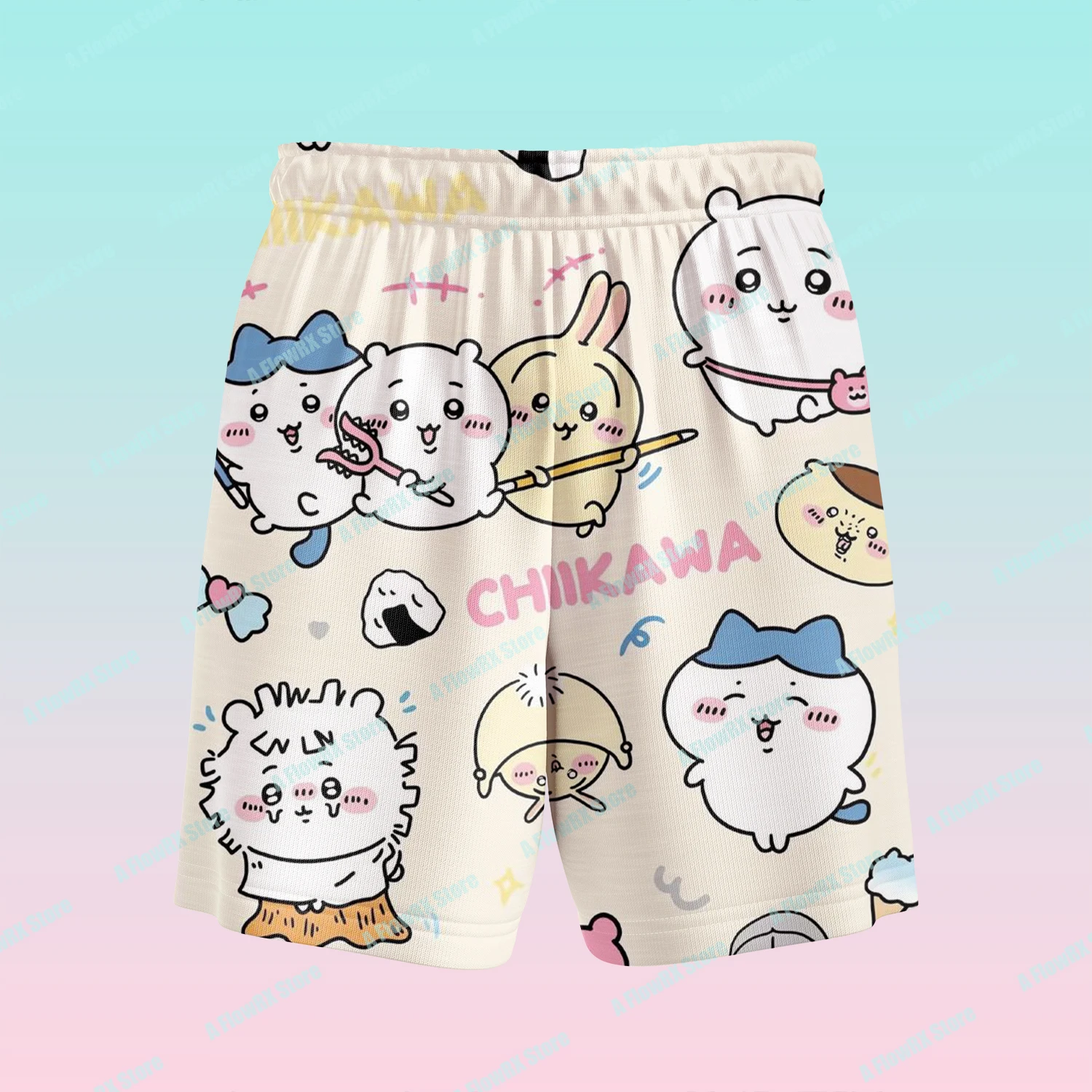 شورت Usagi مطبوع ثلاثي الأبعاد مثالي للاستخدام في الهواء الطلق مناسب للرجال والنساء والكبار والأطفال في الصيف ومسامي ومريح