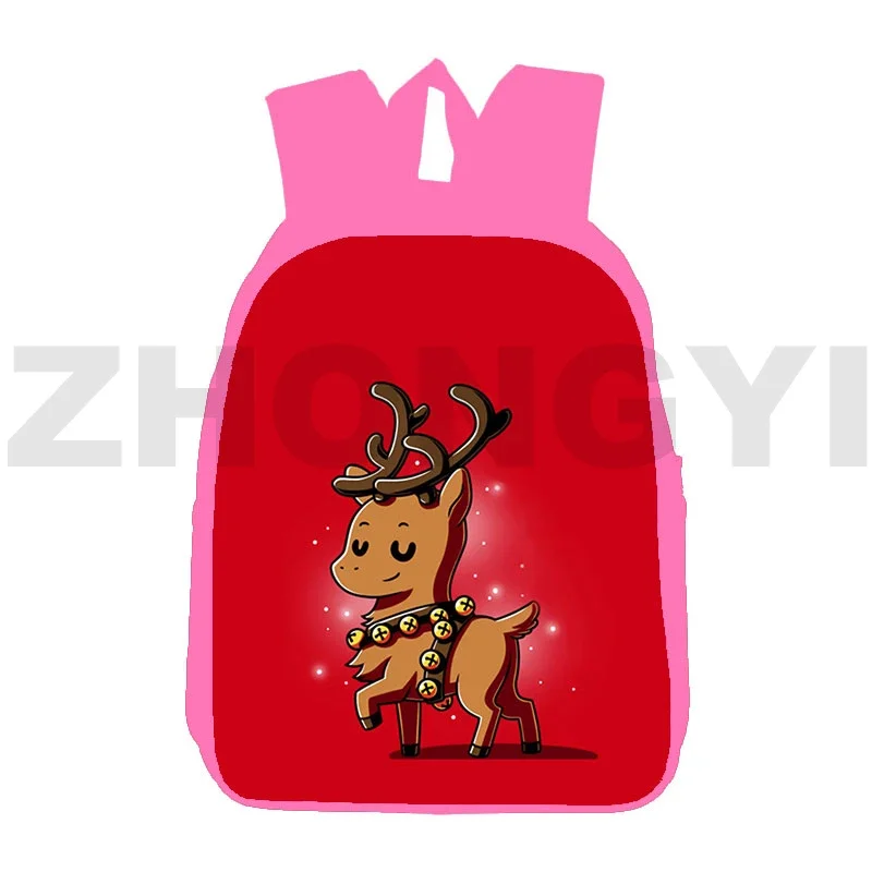 Pink Cute 12/16 Inch Christmas 3D Print Backpacks for School Teenagers Girls Santa Claus Gifts Mens Small Bookbags Sport Mochila