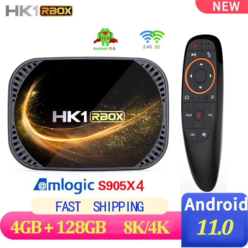 HK1 RBOX X4S TV Box Android 11 Amlogic S905X4 4GB 128G 64G 2.4G&5G Dual Wifi BT Media Player TVBOX 4K 8K Set Top Box