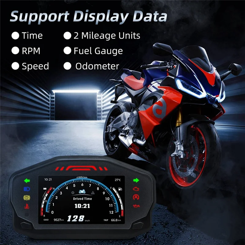 Motorcycle LED Speedometer LCD Digital Odometer Fuel Gauge for 1/2/4 Cylinder