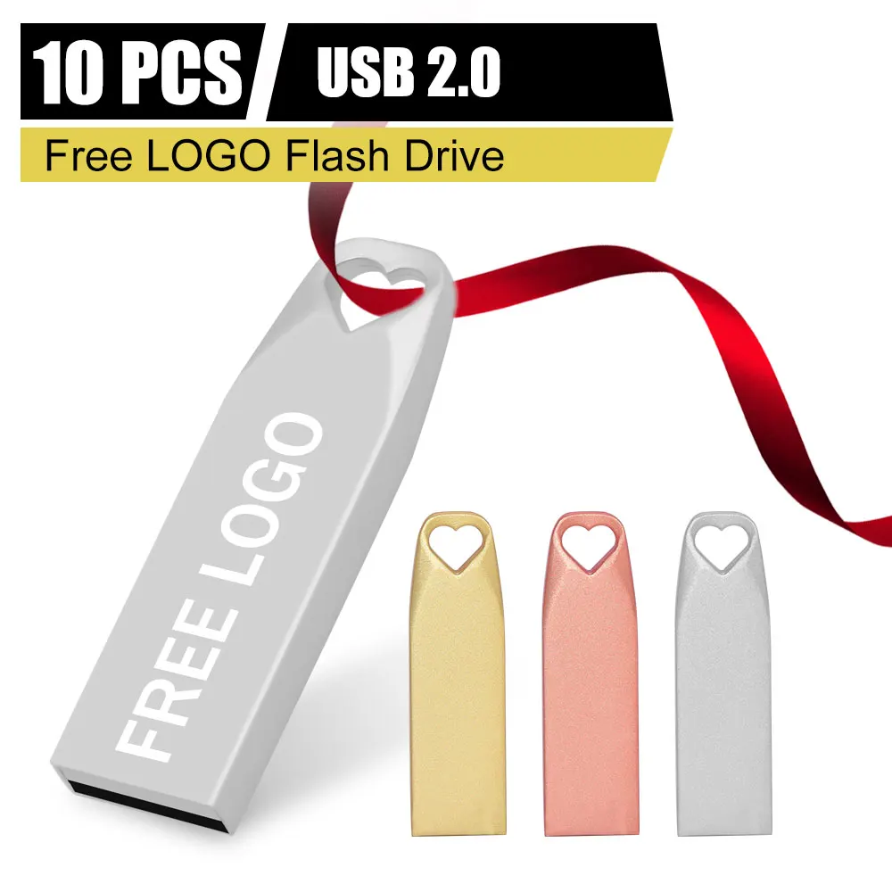 Clé USB en métal avec logo personnalisé gratuit, clé USB, mémoire d'album musical, cadeau USB, 32 Go, 4 Go, 16 Go, 64 Go, 512 Mo, lot de 10 pièces