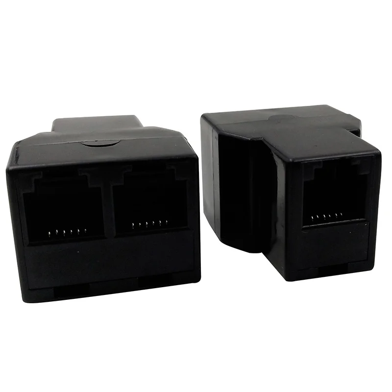 200PCS RJ12 6P6C Coupler 2 Way RJ11 Telephone Cable Splitter Adapter Suitable For Telephone