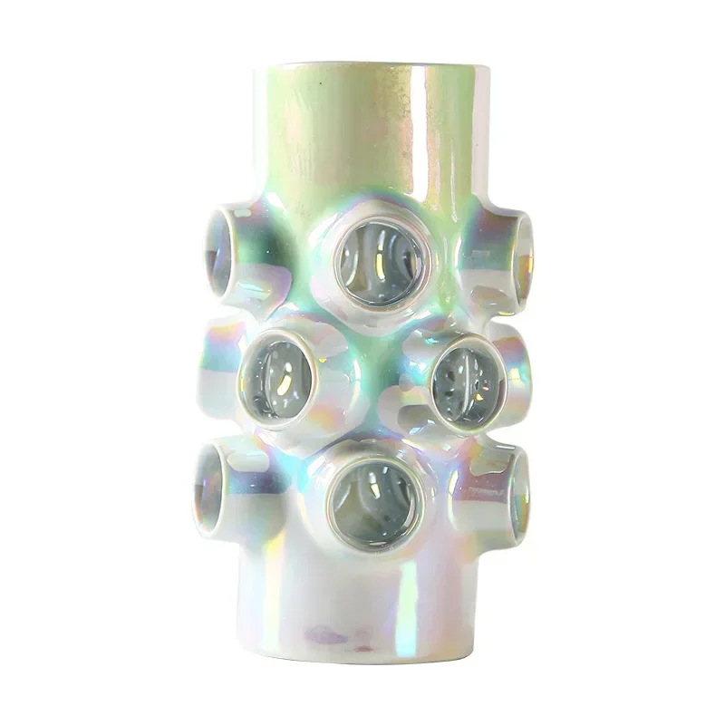 

Simple ceramic creative colorful hollow vase home model room entrance handicraft decorative ornament