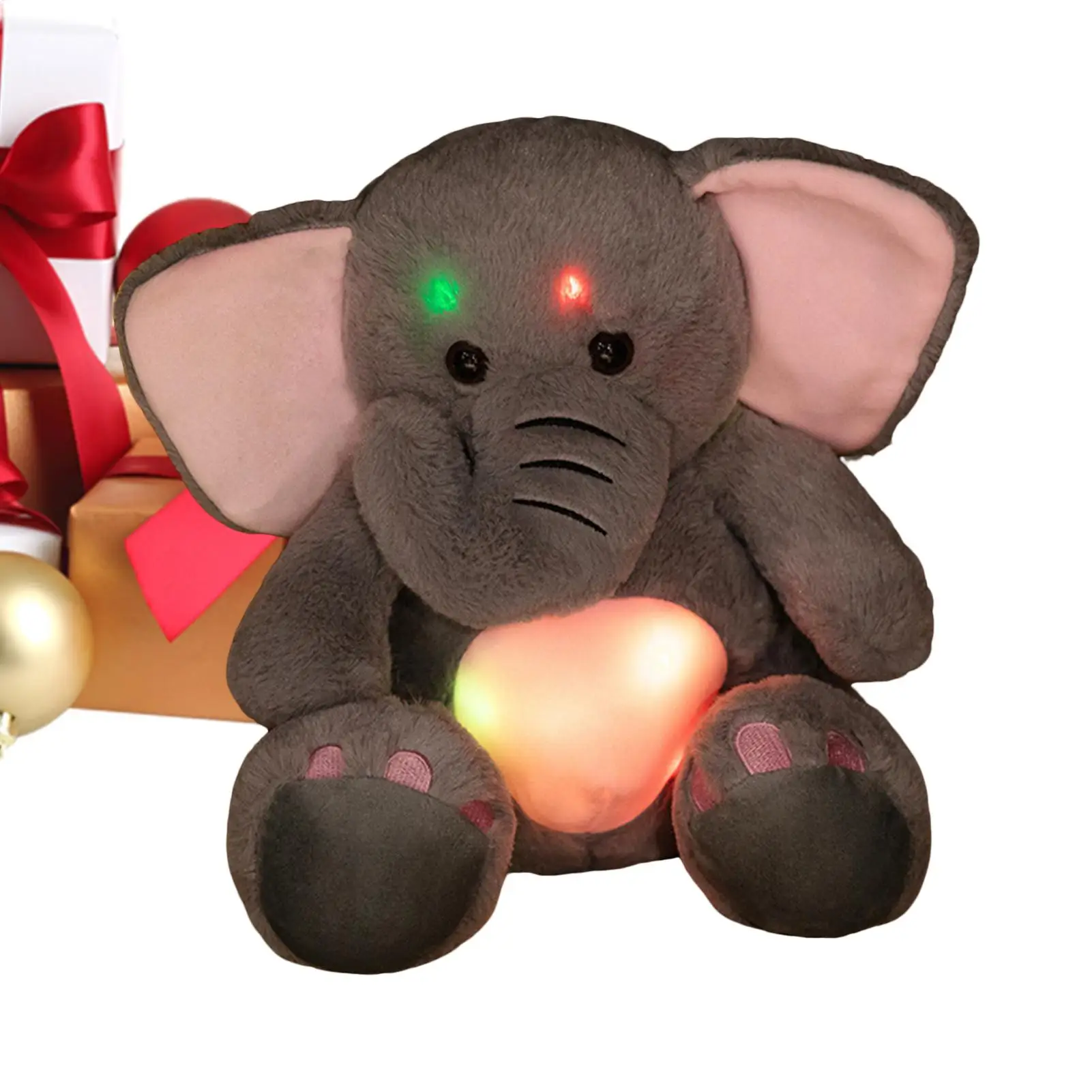

Elephant Plush With LED Light Cute Throw Pillows Cuddly Stuffed Animal Night Lights For Kids Adults Girls Boys Living Room