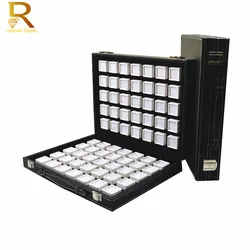 Grids Jewelry Gem Travel Display Leather Carrying Bag Show Case Loose Diamond Gemstone Bead Collection Storage Box Glass Top Lid