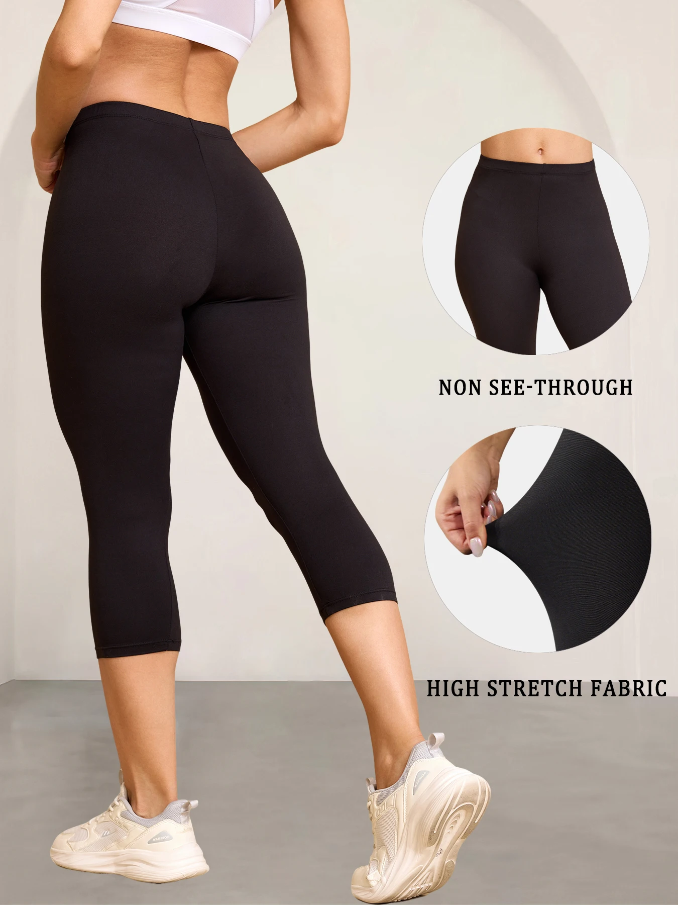 سراويل كابري فائقة النعومة للسيدات سراويل كابري عالية التمدد قابلة للتنفس لا ترى من خلال تجريب الجري واليوجا سراويل رياضية لصالة الألعاب الرياضية