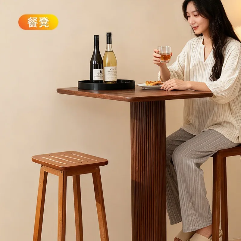 Mid-century Vintage Bar Stool High Leg Counter Chair Commercial Cashier Pub Cafe Island Seat Leisure Dining High Stool for Home view 4