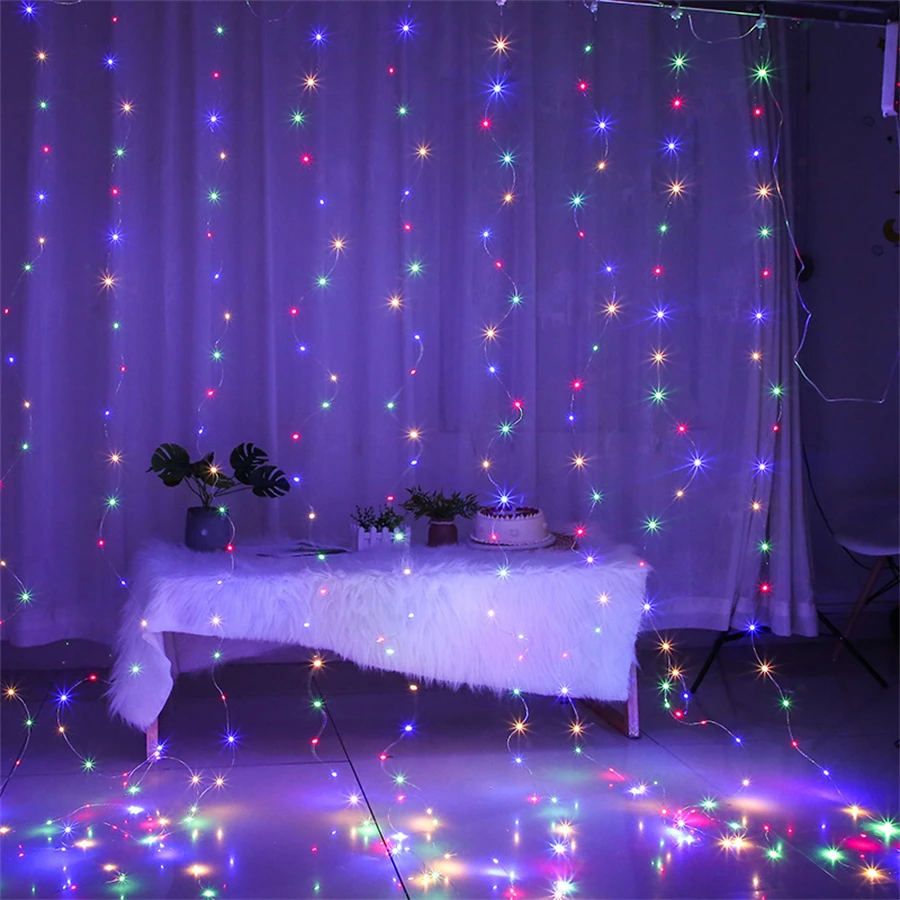 

Christmas Curtain Lights Indoor Fairy Curtain Lights Suitable for Bedroom Background Windows Holiday Lighting Battery Powered