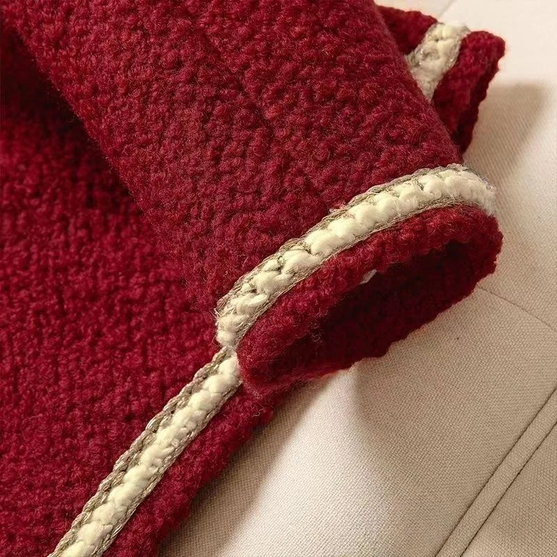 Winter Warm Tweed O-neck Loose Jackets Women Casual Single Breasted Down Cotton Abrigos Korean Fashion Long Sleeve Manteau New