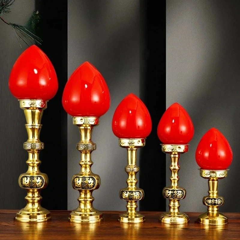 2pcs Household Metal  Buddhist Simulated Candlestick Offering Feng Shui Pray for Auspiciousness Household Sacrifice Figurines