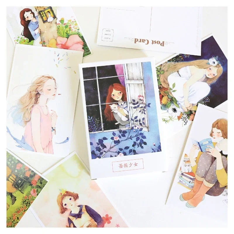 Cartões postais em caixa uma variedade de cartões de bênção cartões de felicitações criativo pequeno fresco arte cardstock papel carta 30 folhas