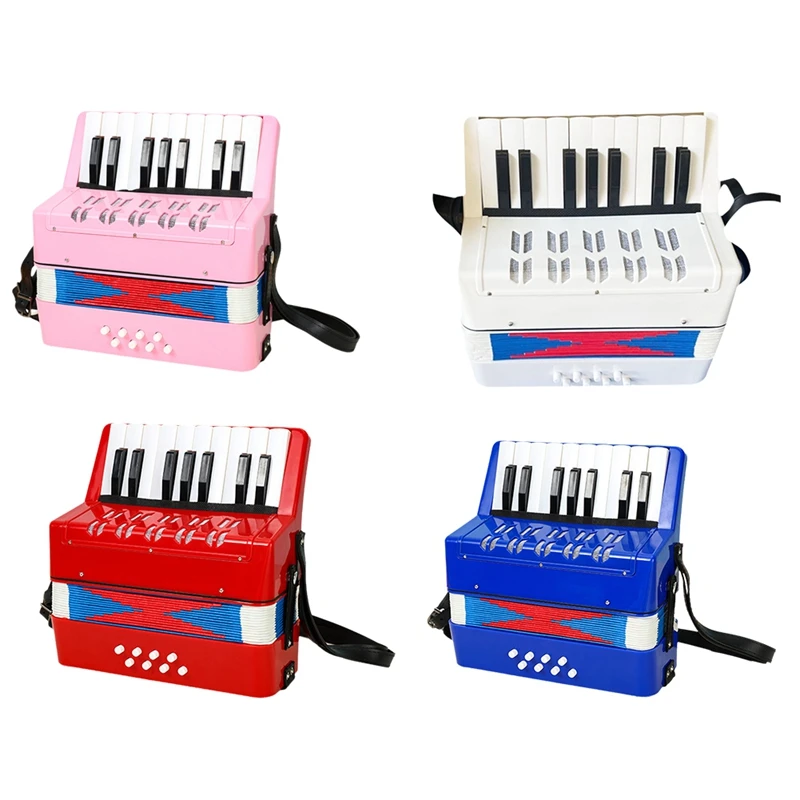 

Red 17 Keys 8 Bass Accordion Children's Educational Musical Instrument For Students Beginners Durable