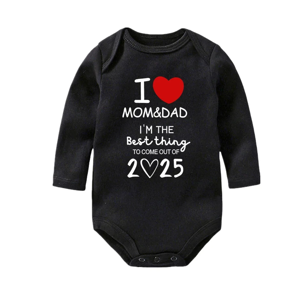 I LOVE MOM & DAD I\'m The Best Thing To Come Out of 2025 Baby Romper Newborn Summer Jumpsuit Outfit Infant Long Sleeve Bodysuit