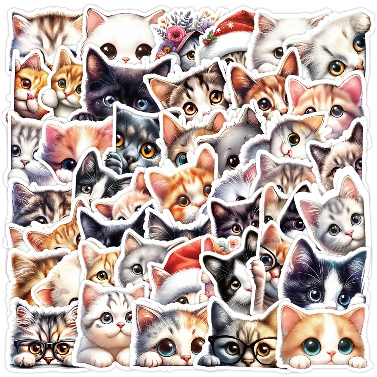50PCS Nette Katze Aufkleber Kawaii Kätzchen Meme Graffiti Kinder Spielzeug Koffer Kühlschrank Laptop Gitarre Auto Fahrrad Cartoon Aufkleber Dekoration