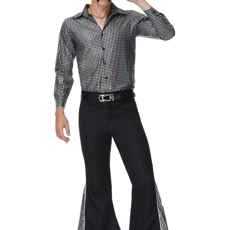 

Новый костюм для выступлений на Хэллоуин 20225, мужской яркий цвет, ретро-дискотека, одежда для маскарадного бала, китайский производитель