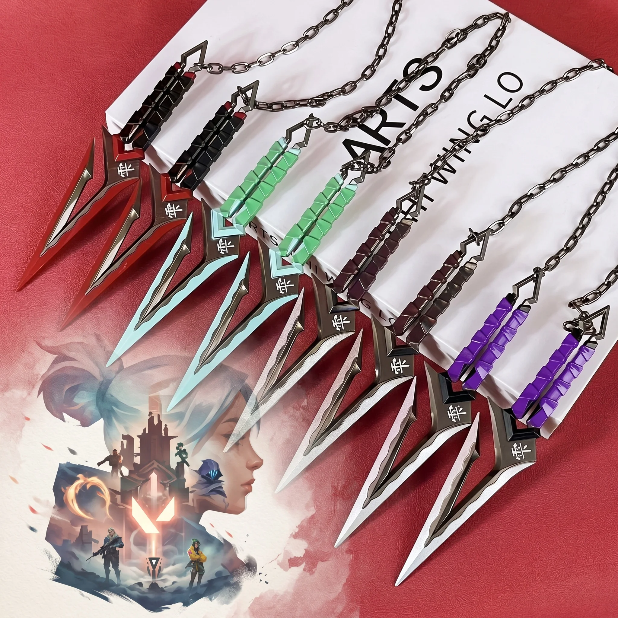6.3inch Valorant Katana Anime Cosplay Kunai Metal Ninja Star Knife Sword Real Size Japanese Katana Original Samurai Toy Gift