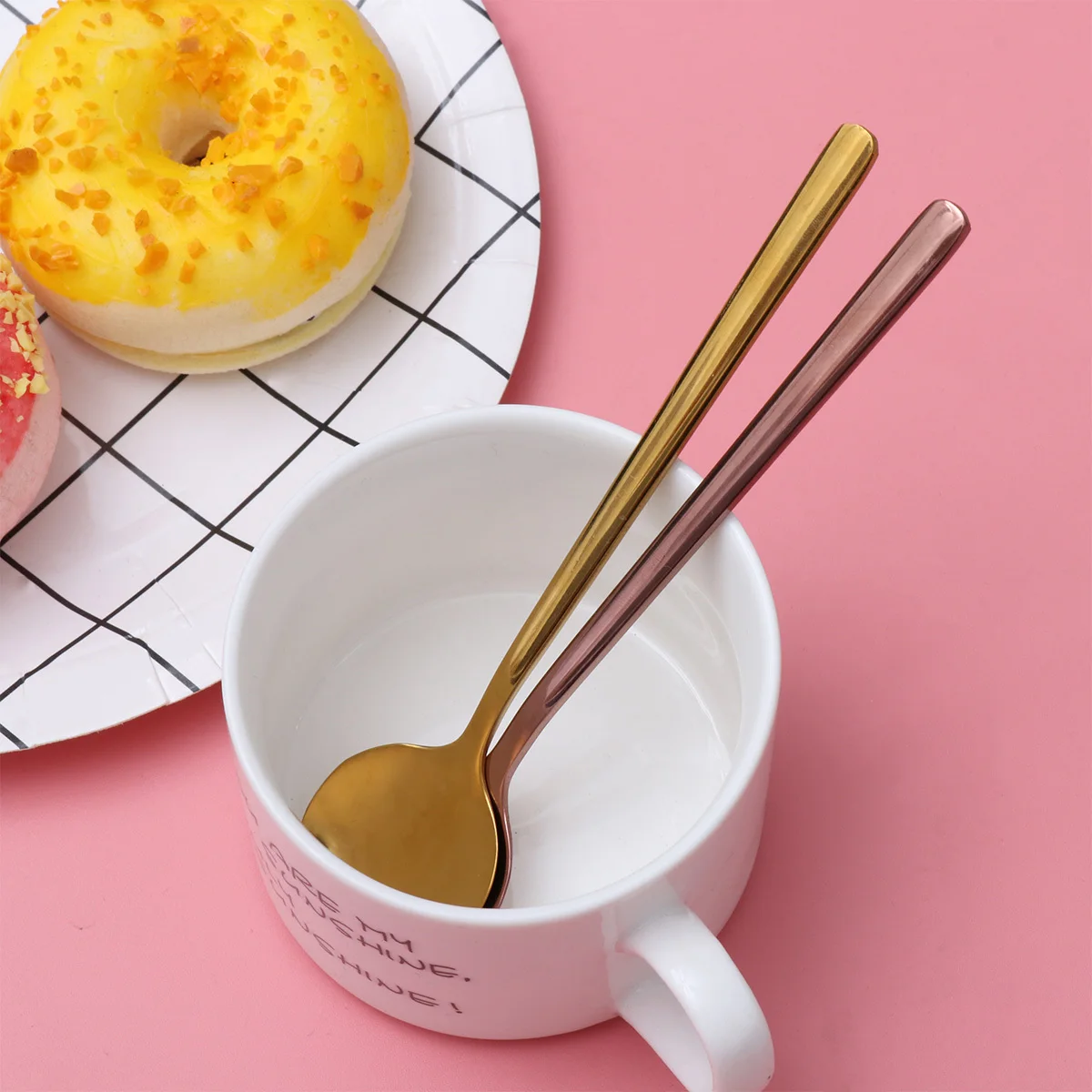 

4Pcs Coffee Spoon 304 Stainless Steel Creative Dessert Stirring Spoons Small Round Rust- Utensils Coffee Spoon