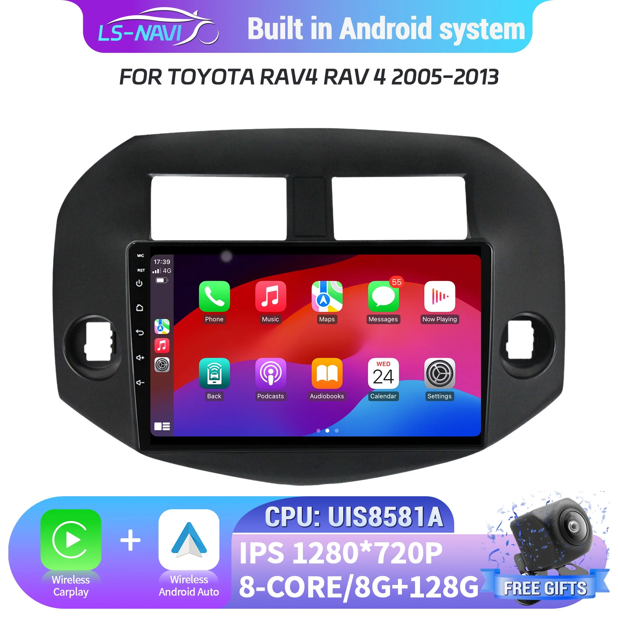 

Car Radio Android 14 For Toyota RAV4 RAV 4 2005-2013 Navigation 4G GPS Wireless CarPlay Head Unit Stereo Multimedia Touch Screen